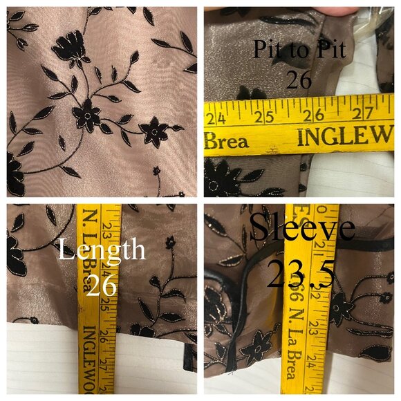 Onyx Nite Floral Embroidered Open Front Jacket Plus Size 26 Brown  Black Elegant - Picture 12 of 16